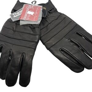 Jacob Ash Co Mens XL Black Leather Gloves 3M Thinsulate Thermal Insulated 30-704
